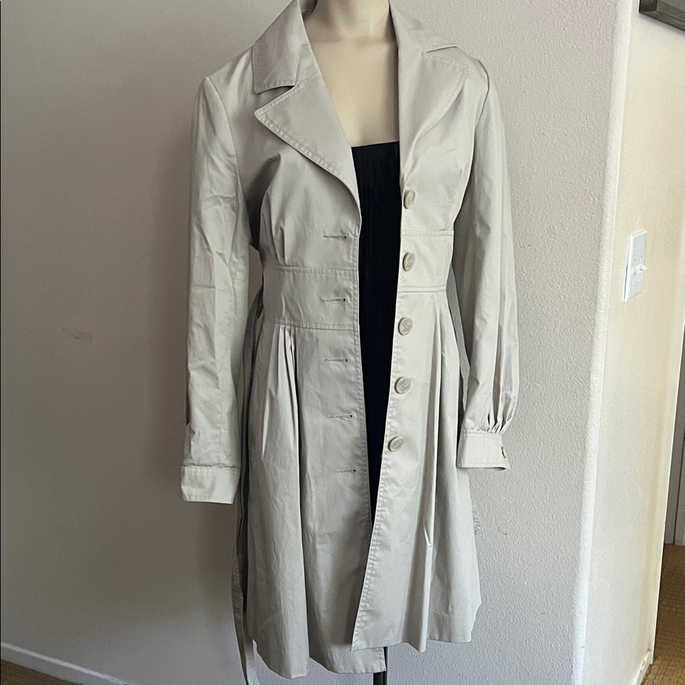 H&M Cream Trench Coat with Notched Lapel and Belted Waist